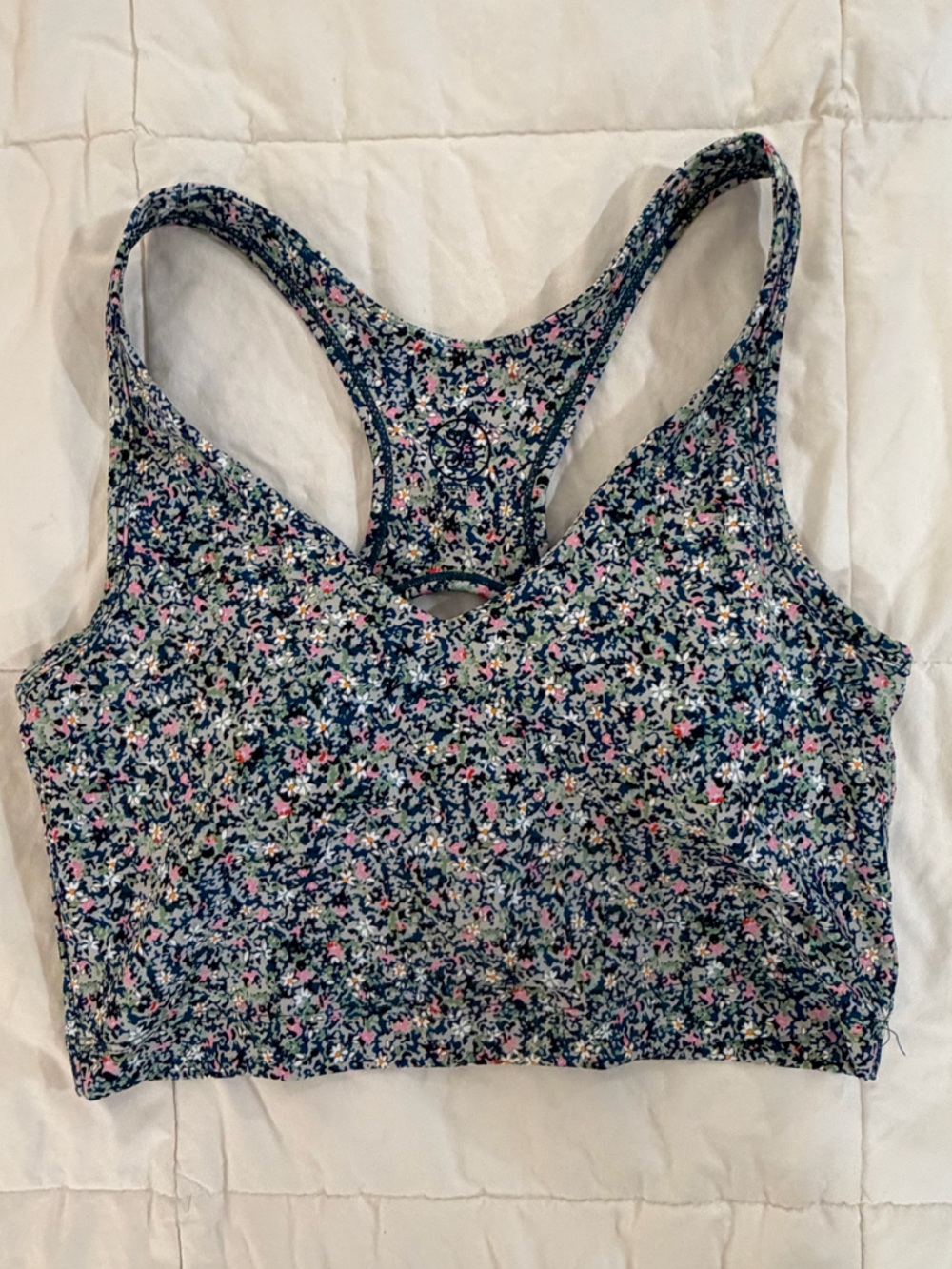 Floral Racerback Crop Tank Top - Multicolor Floral